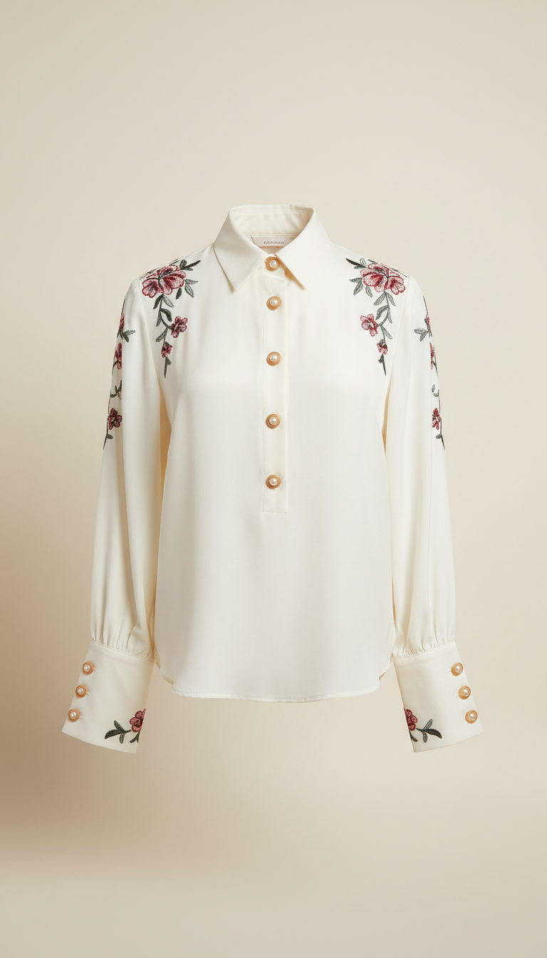 Classic Ivory Silk Blend Blouse